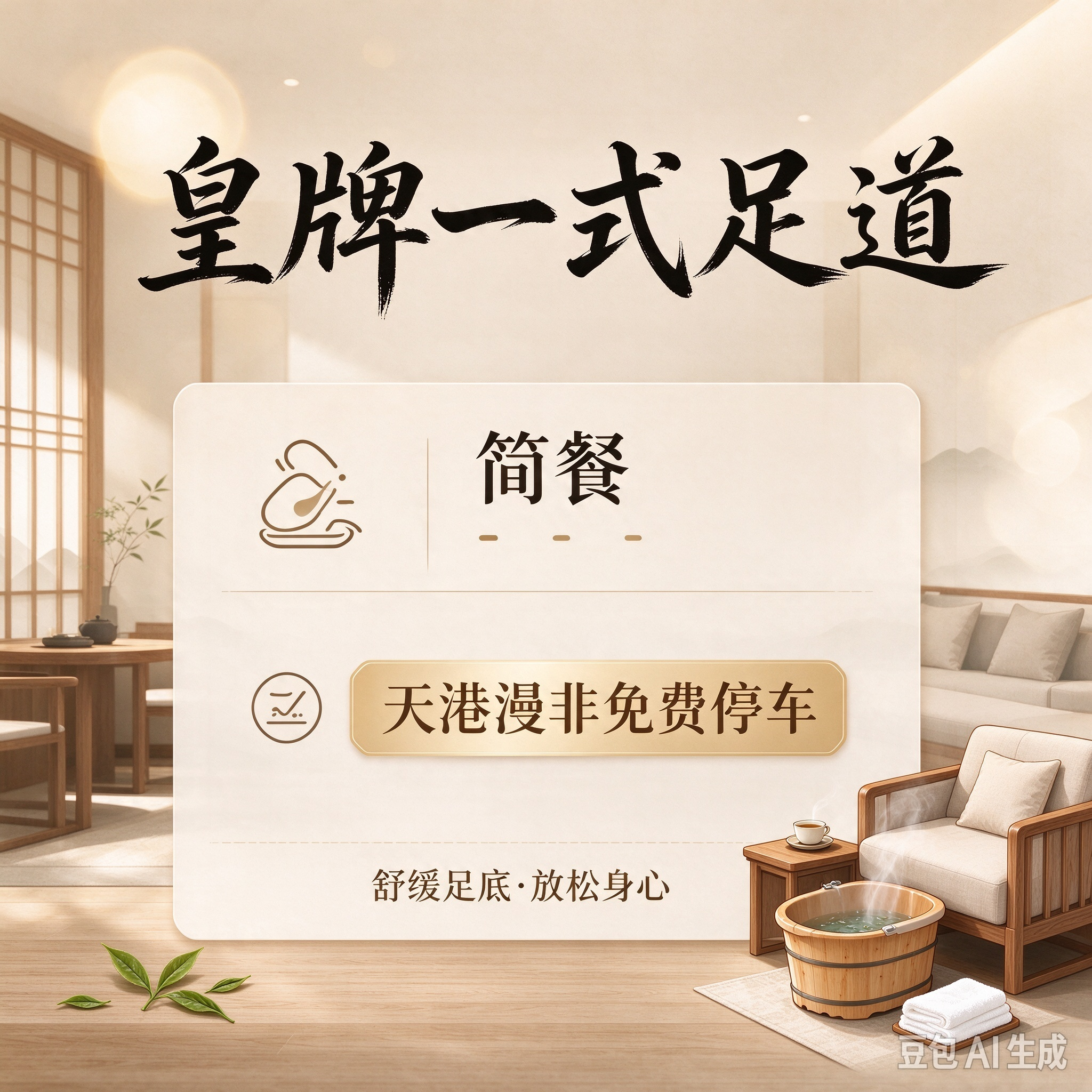 【性价比高】皇牌一式足道 + 简餐 + 天港漫非免费停车 | 80分钟