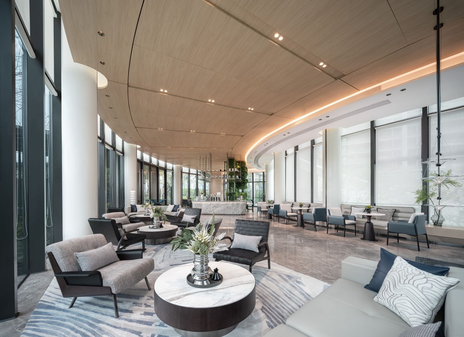 Bright modern hotel lobby