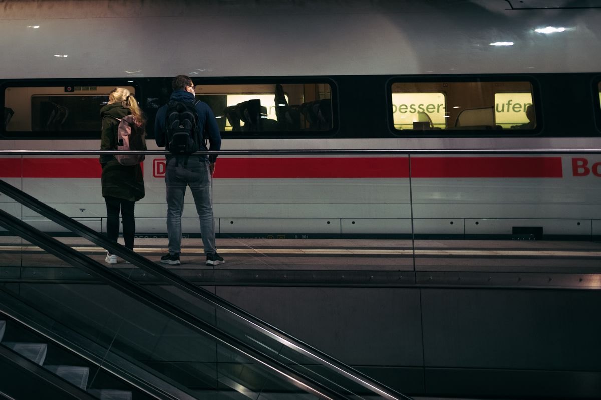 Passengers on a railway platform