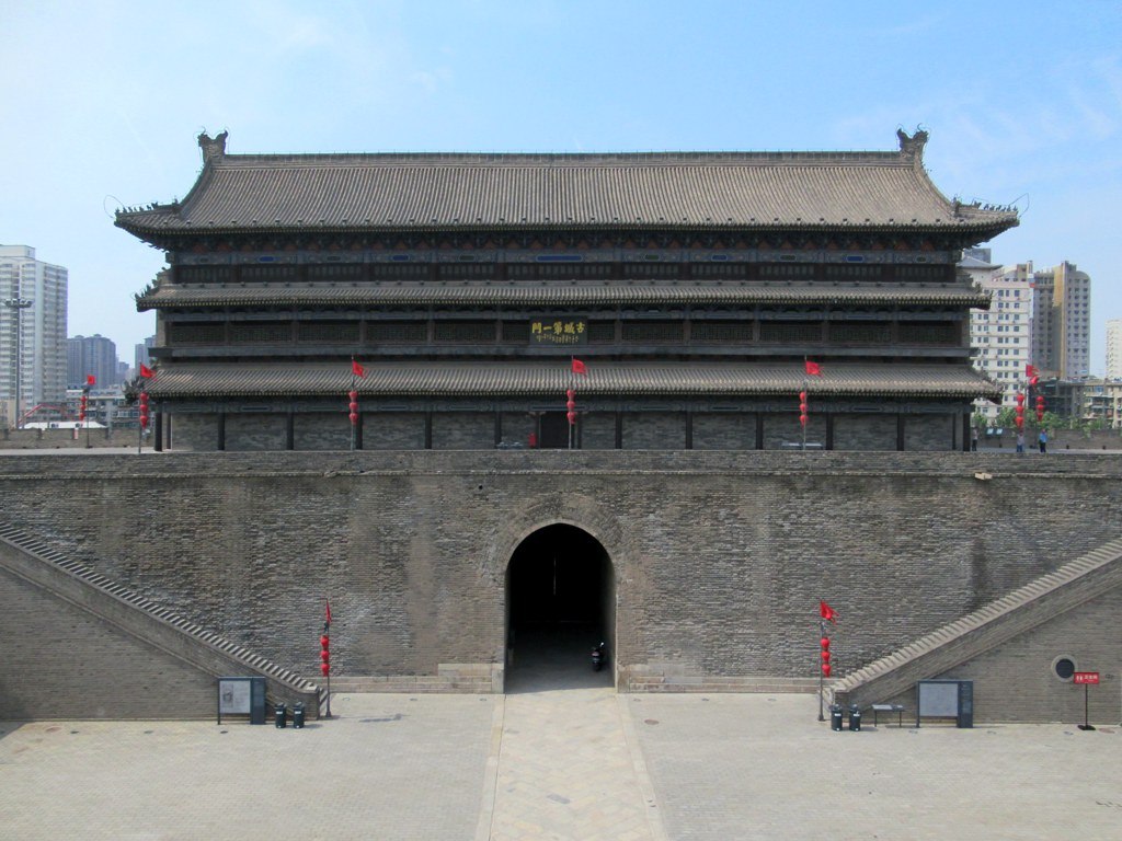 Xian city wall gate morning