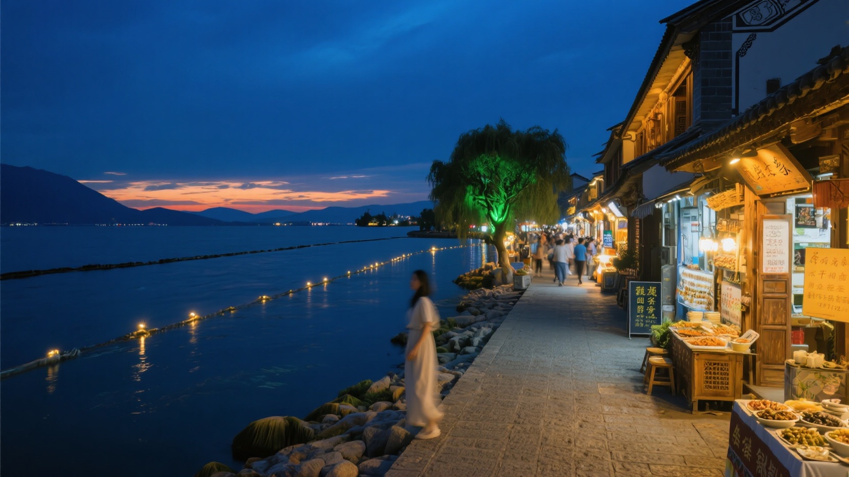Dali Night Tour Route | A route I walked for three nights before daring to write about, showcasing the twilight and dawn at Erhai Lake (not a popular online route).
