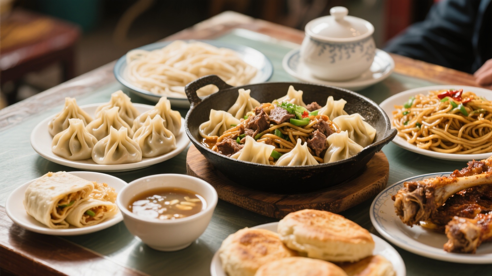 Un día en Qingcheng: Sabores locales, desde shaomai y té matutino hasta bollos picantes horneados para las noches de fiesta.