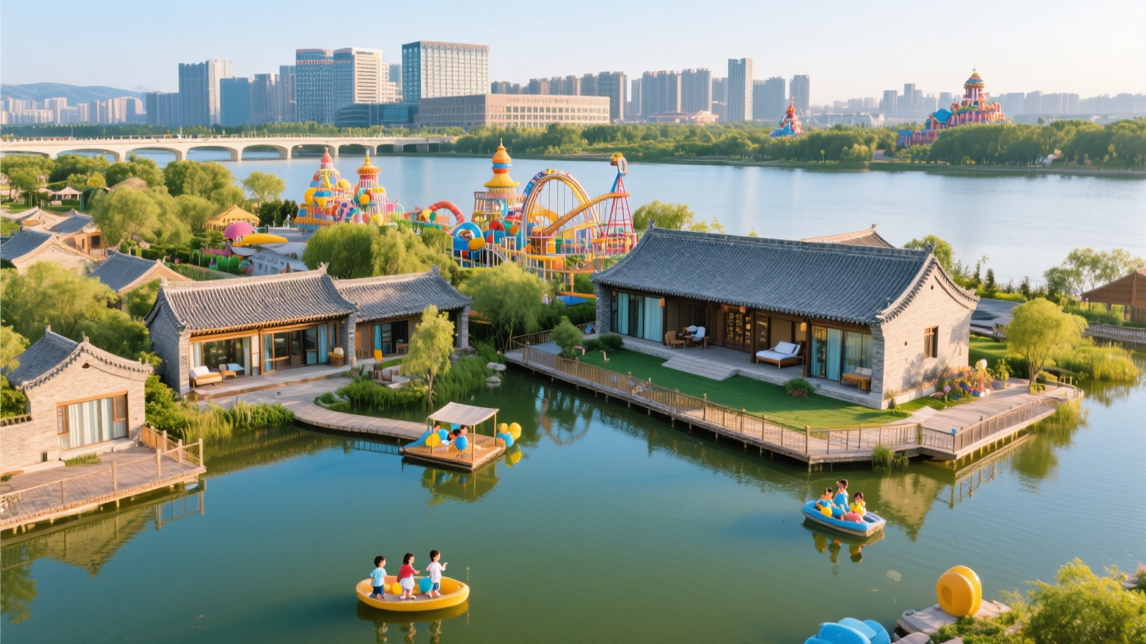 Family-friendly accommodations along the Fen River | A comprehensive guide to four distinctive accommodation areas in Taiyuan, from design to proximity to amusement parks.