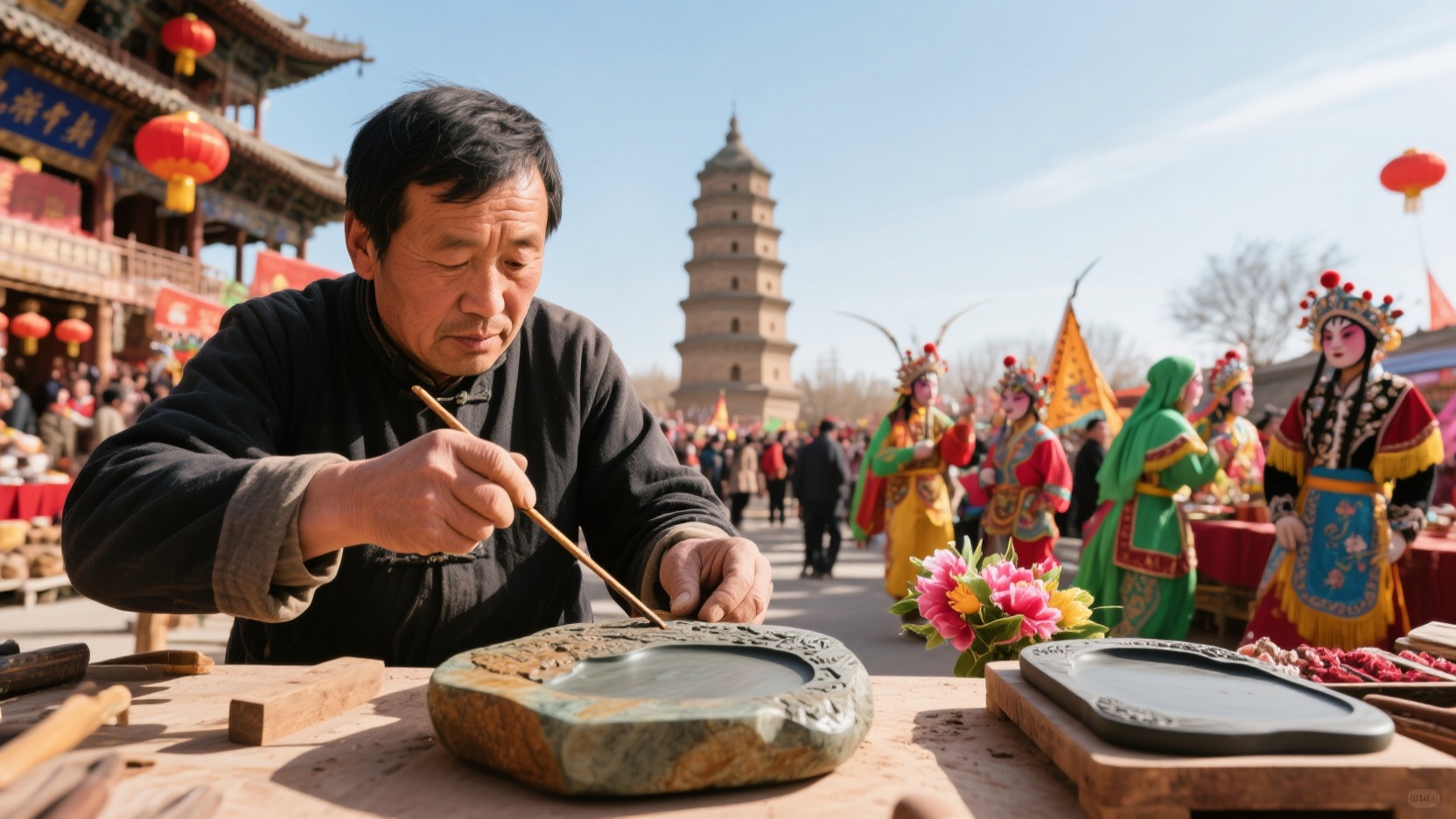 Conviértete en artesano/a por medio día en Yinchuan: una guía práctica para conocer las artesanías del patrimonio cultural inmaterial, como el Shehuo (un tipo de representación folclórica), las piedra