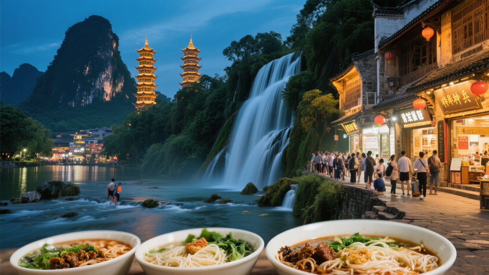 Guilin 48-Hour Walk | A Two-Day, One-Night Flash Trip: City Center Night Views and Food, Gudong Waterfall, and Daxu Ancient Town All in One Route