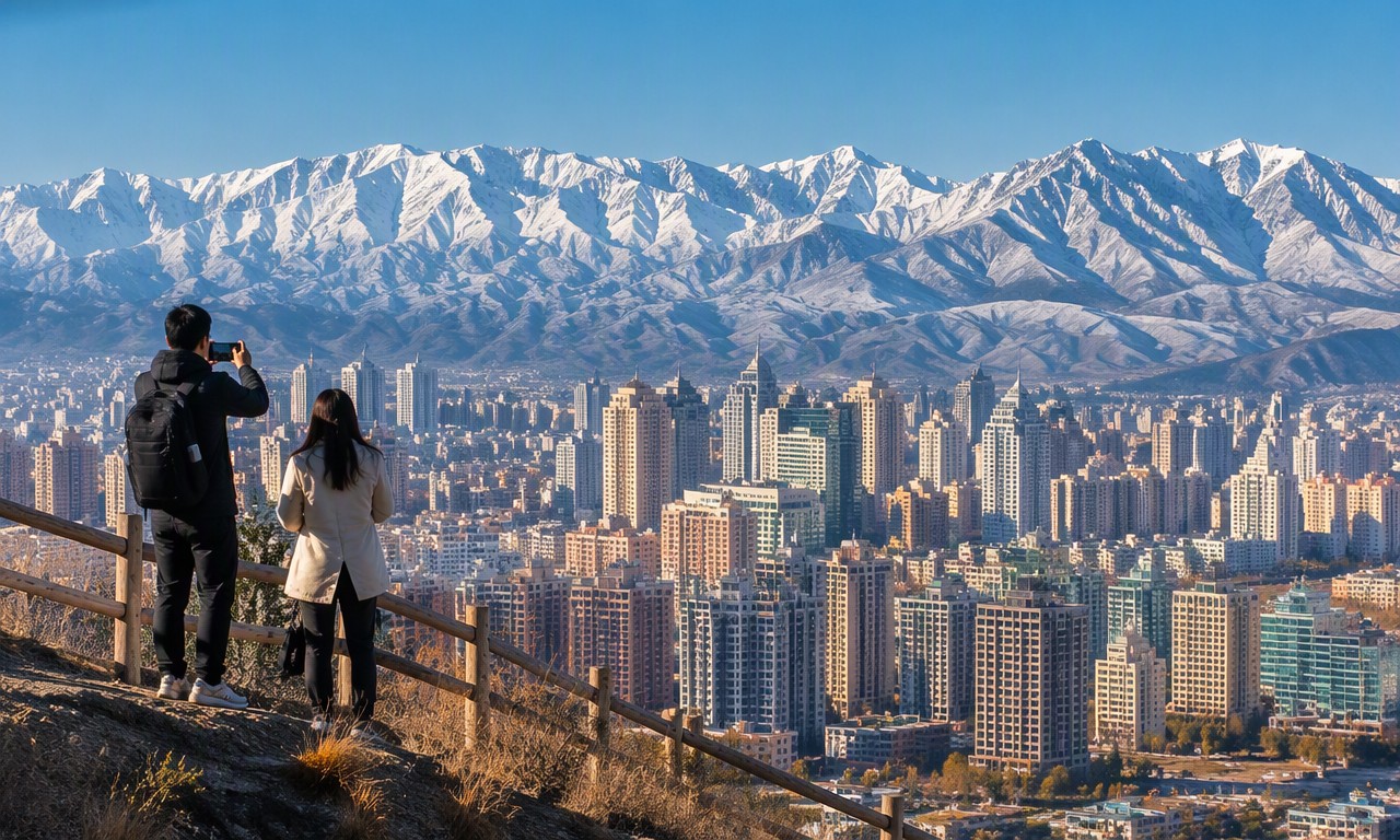 城市与天山同框