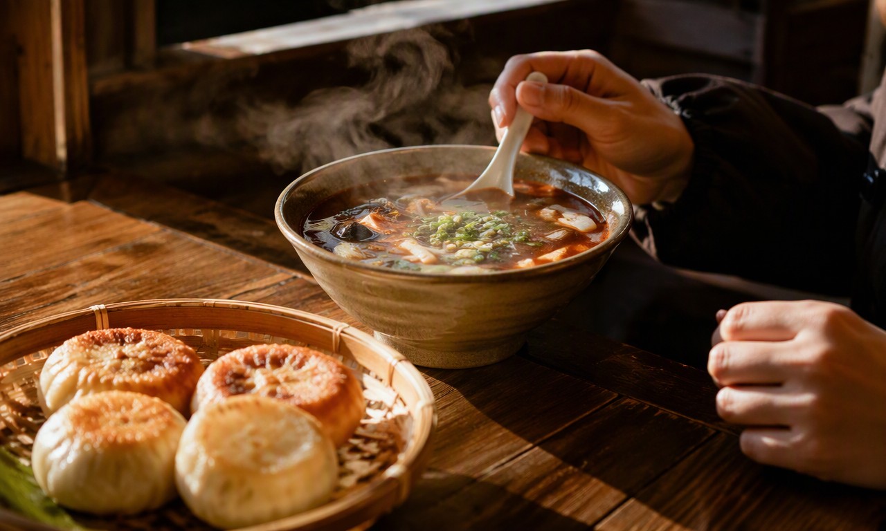 饣它汤配煎包